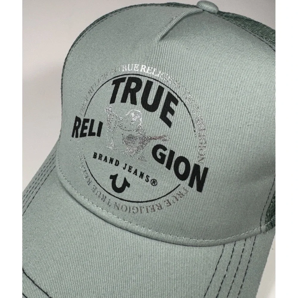 TRUE RELIGION Buddha Trucker Snapback Hat Green Bay Black Men's *NEW* $59